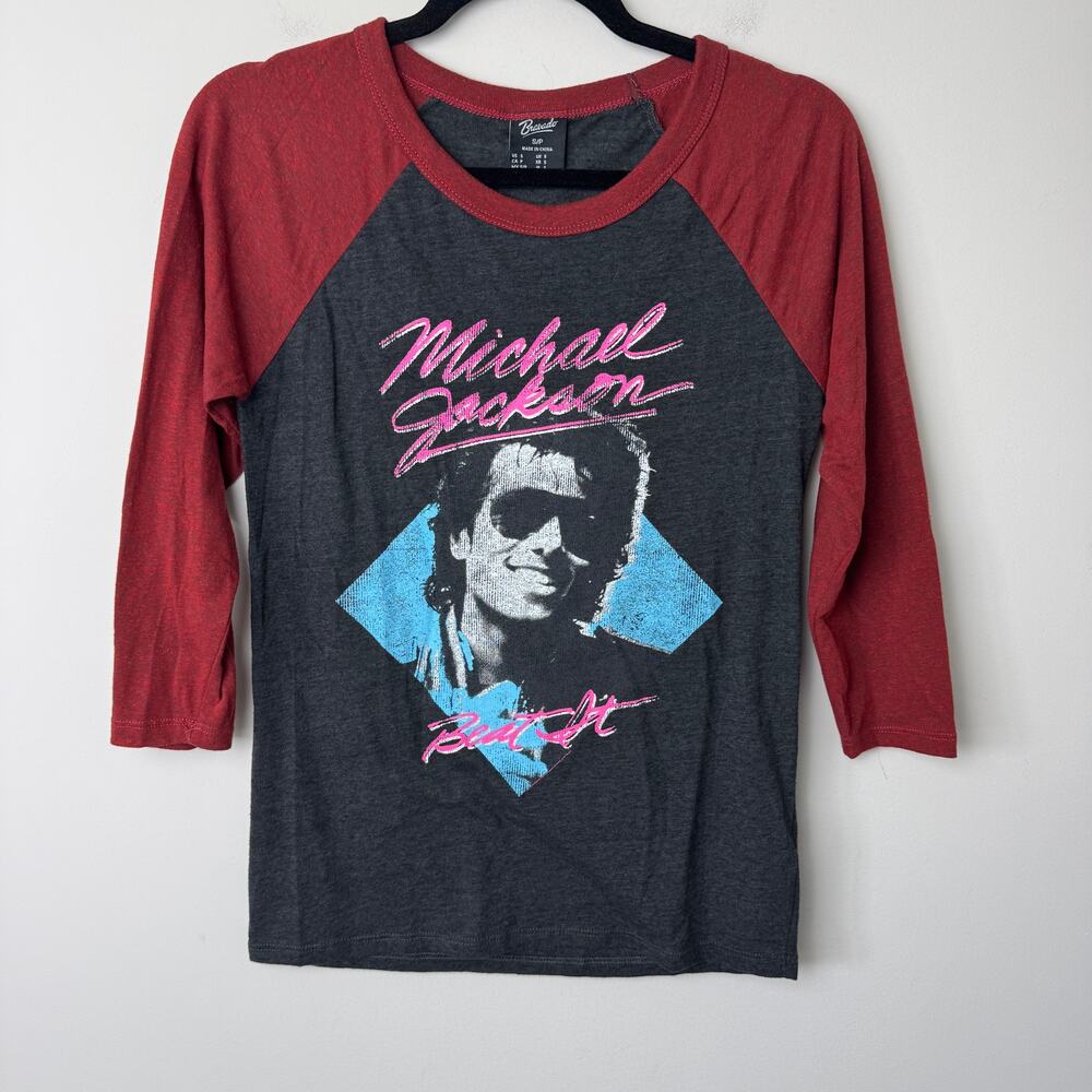 Michael Jackson Bravado 3/4 Sleeve Ringer Long Sleeve Graphic Tee S